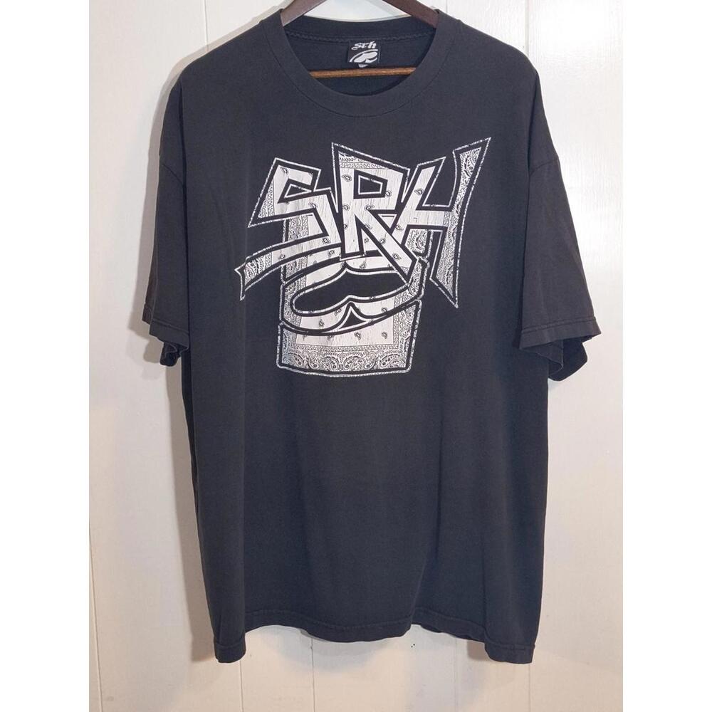 Vintage SRH Spade Black Short Sleeve Skate Moto T Shirt XXL Grunge